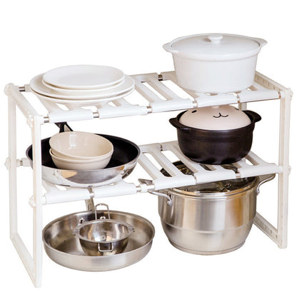 Under Sink 2 Tier Expandable Shelf Organizer
