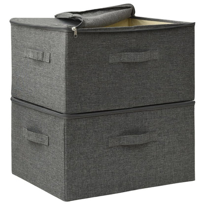 Bizmo™ Structural Storage Bins | Anthracite Modular 2-Pack | Reinforced Foldable System