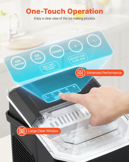 Portable Countertop Ice Maker 26Lbs/24H Self-Cleaning With Scoop Basket Home Bar
